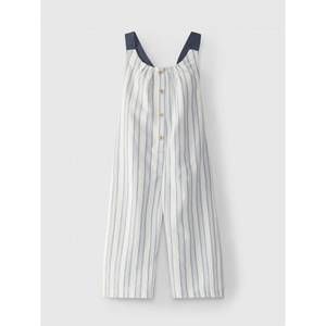 NEW LARANJINHA girl's striped dungarees in beige multi